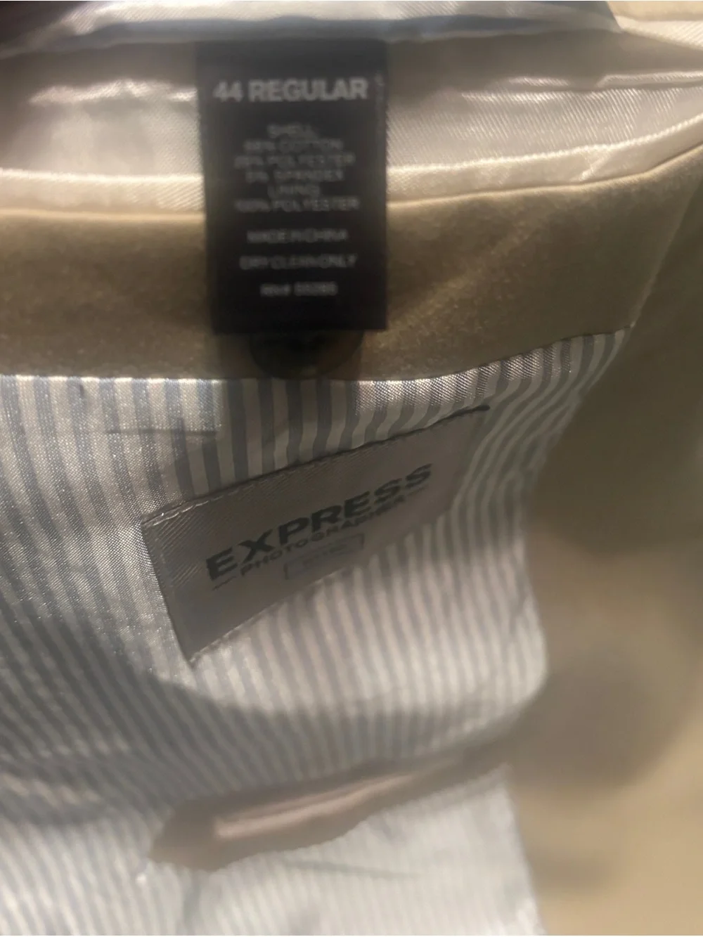 Express Men's Light Khaki Two-Piece Suit Pants size 38x32